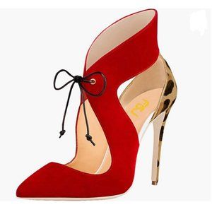 FSJ Leopard Print High Heel Up Cut Out Stiletto Pumps Dress Prom Shoe